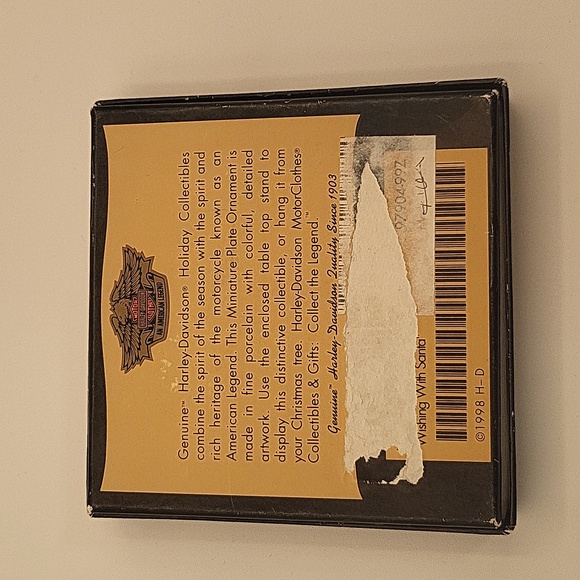 HARLEY-DAVIDSON 1998 Limited Edition Mini Plate Ornament "Wishing with Santa" - Picture 5 of 11